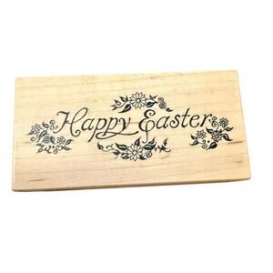 PSX Vintage 1997 Happy Easter With Flowers E989 Rubber Stamp
